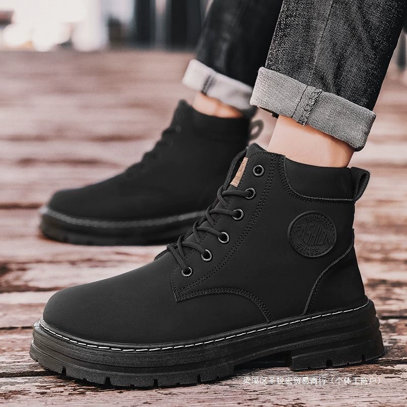 Высокие ботинки (Martens) мужские, противоскользящие, тёплые, шнуровка, размеры 39–48