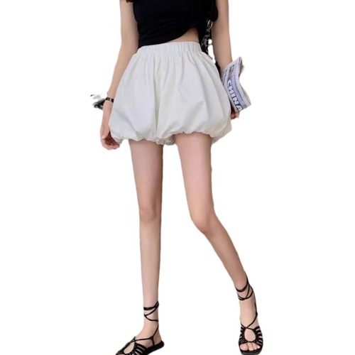 White Blossom Popover Skirt for Women 2024 Spring Summer High-Waist A-Line Tiered Short Skirt Pants for Petite Figures and Slimming Effect