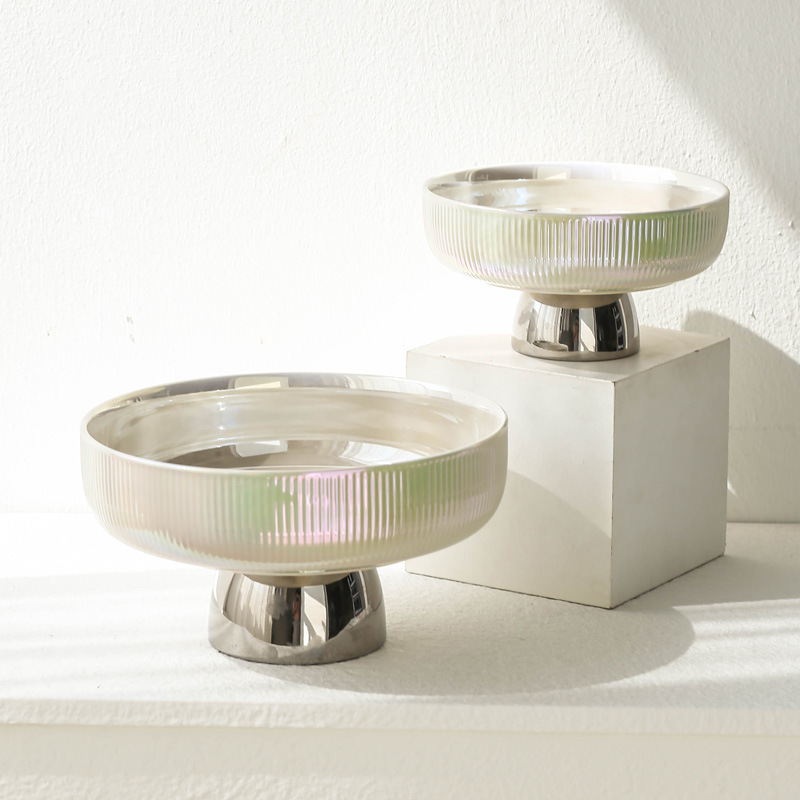 Nordic fashion simple Ceramic goblet fruit plate home living room living room fruit plate candy plate exhibition hall decoration