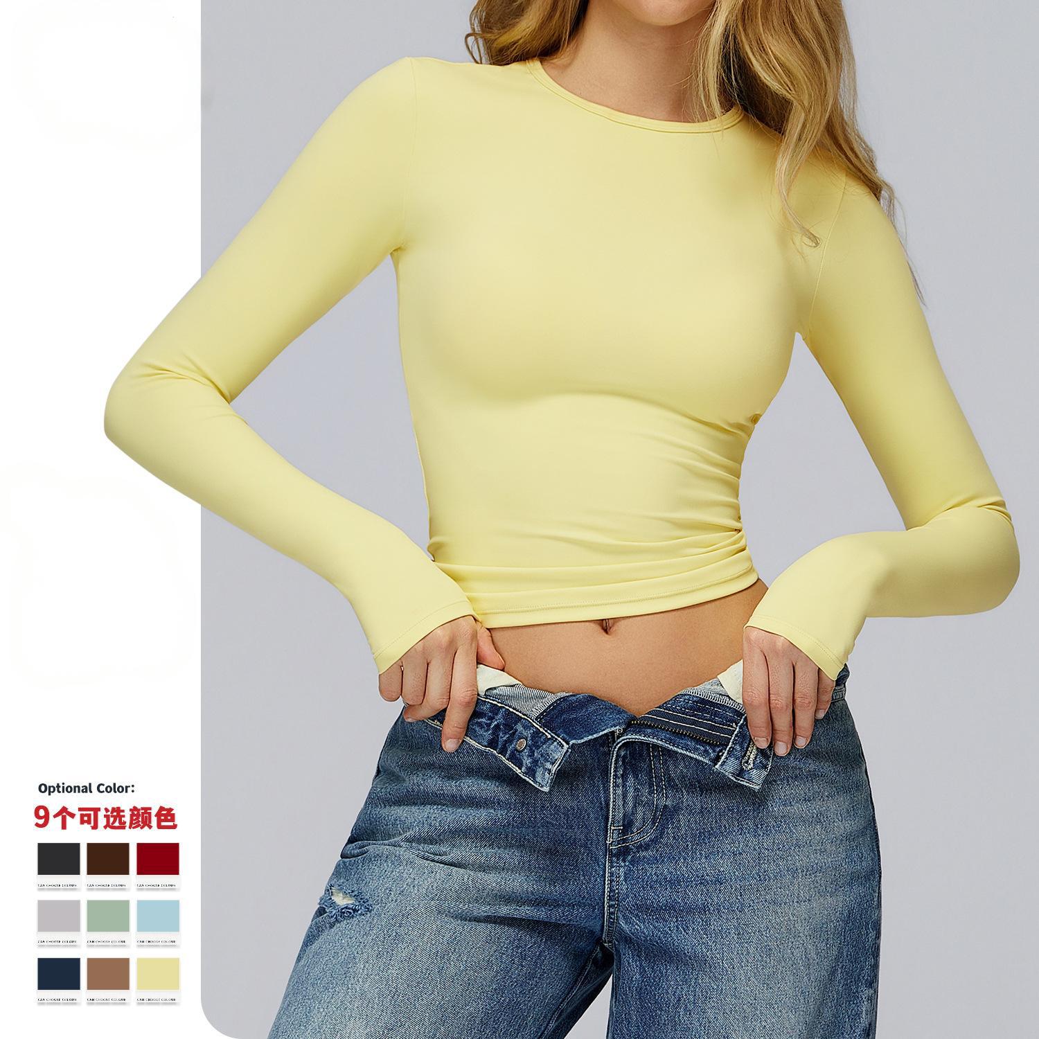 Winter Brushed Long-Sleeved Yoga Clothes High-Intensity Fitness Clothes Pilates Running Sports Long-Sleeved Tops Yoga Clothes