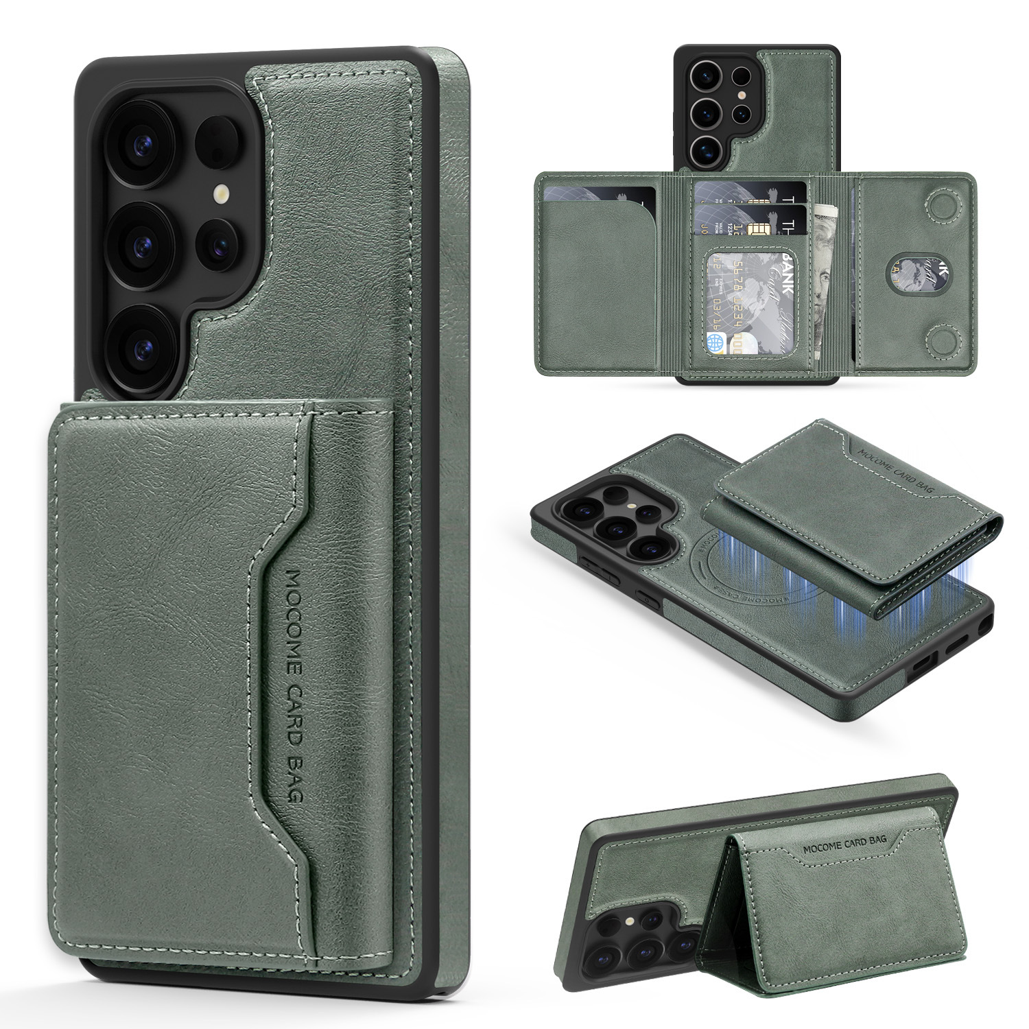 Adecuado para Samsung S25Edge Pindun multifuncional estuche para tarjeta magnética estuche para tarjeta S24FE estuche para teléfono anticaídas