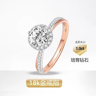 Fashionable Round Cultivated Diamond Ring Color-Separated 1 Carat Wedding Ring for Women 18K Gold Set with Diamond Platinum Ring Fashion