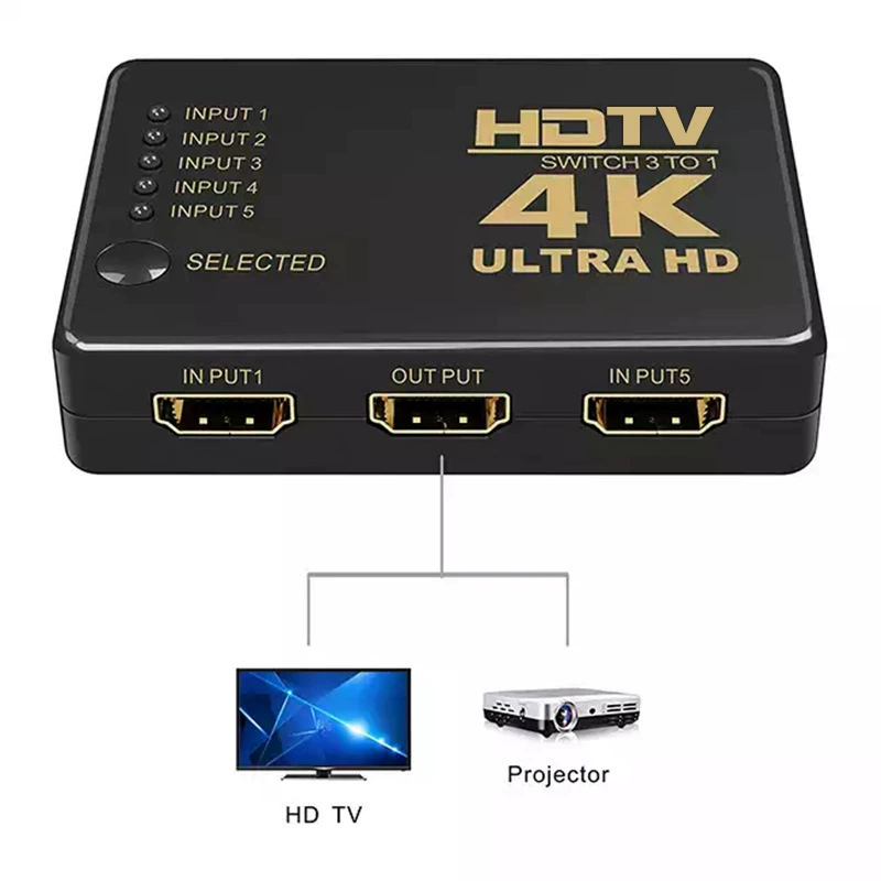 HDMI коммутатор пять-в-один / один-из-двух 4K*2K с пультом дистанционного управления инфракрасный три-в-один / один-из-четырех HDMI высокое разрешение конвертер
