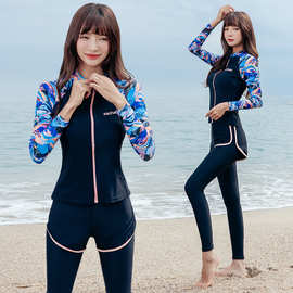 2025新款潜水服女分体防晒游泳衣长袖长裤水母衣速干冲浪服浮潜服