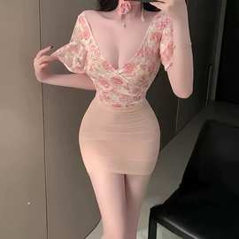 哲影加大码情趣内衣性感玫瑰包臀裙激情战袍床上免脱诱惑制服睡衣