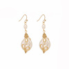 Design fashionable long brand earrings handmade from pearl with tassels, European style, flowered