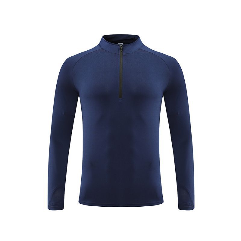 2022 otoño e invierno de secado rápido deportes de manga larga de los hombres media cremallera cuello alto suéter camiseta transpirable entrenamiento de fitness top