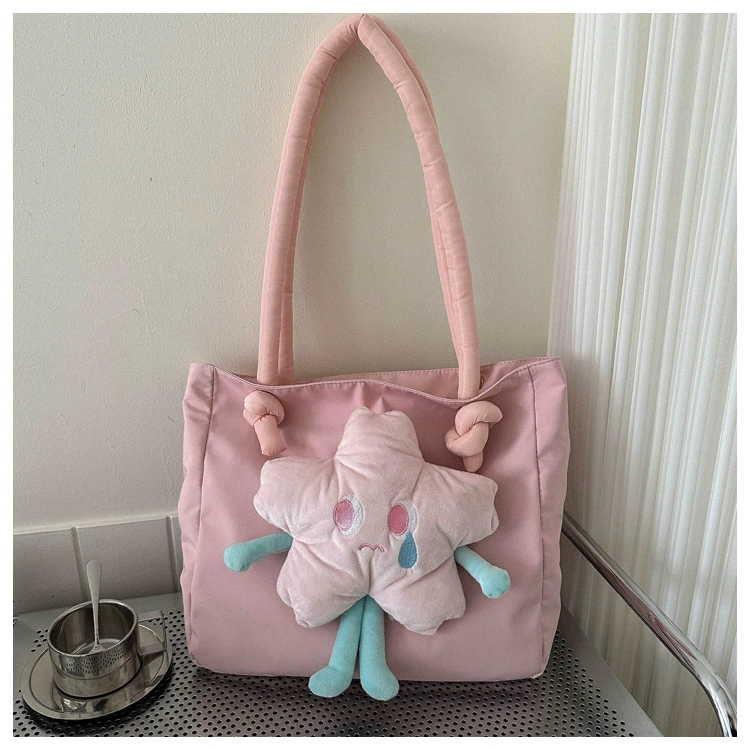Capacious cute study bag for elementary school students, plush doll, one-shoulder bag, new collection