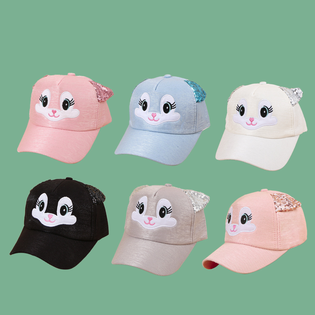 Korean Children's Sequined Bunny Cap display picture 23