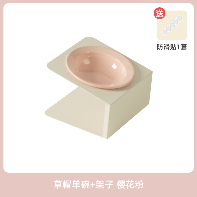 Tazón oblicuo de cerámica Tazón para gatos para mascotas Pies altos Protección para la columna cervical