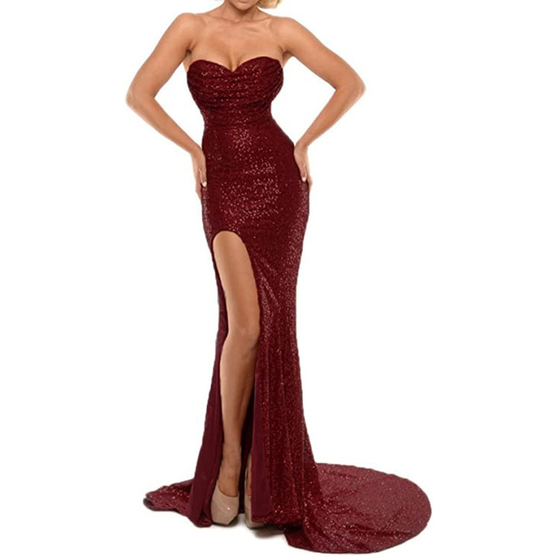 Elegantes Damen Abendkleid Mit Schlitz Für Festliche Anlässe_voghion.com