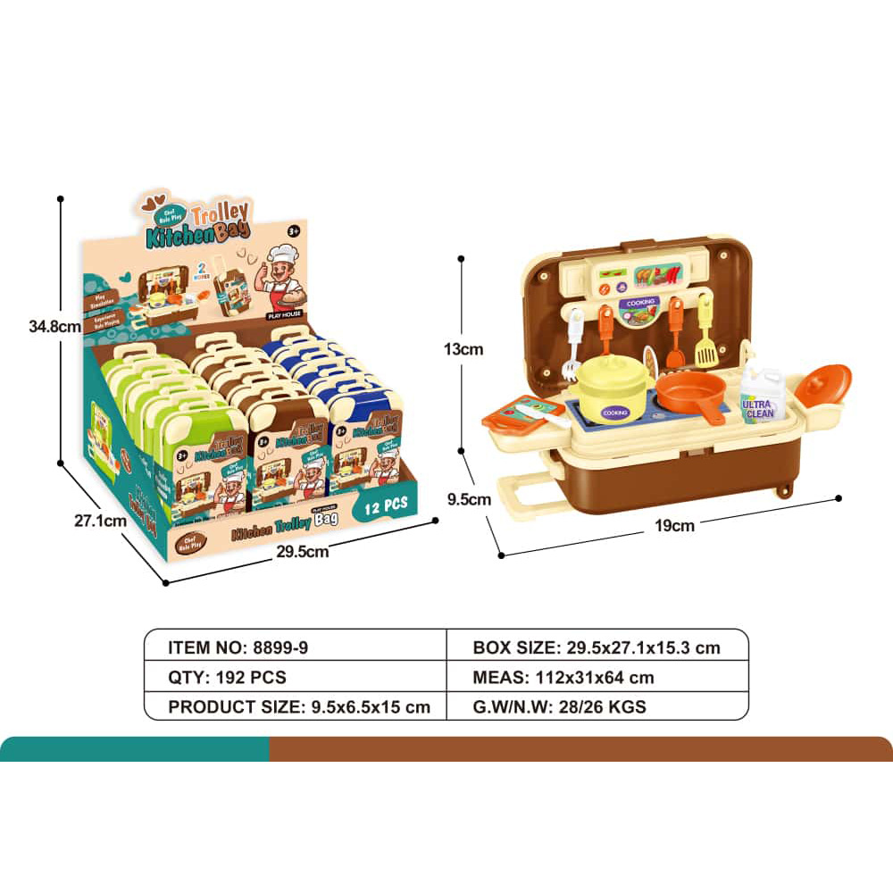 Simulación de cubiertos de cocina casera almacenamiento de niños mini palanca de tracción maleta de viaje bebé puzzle niñas juguetes para niños