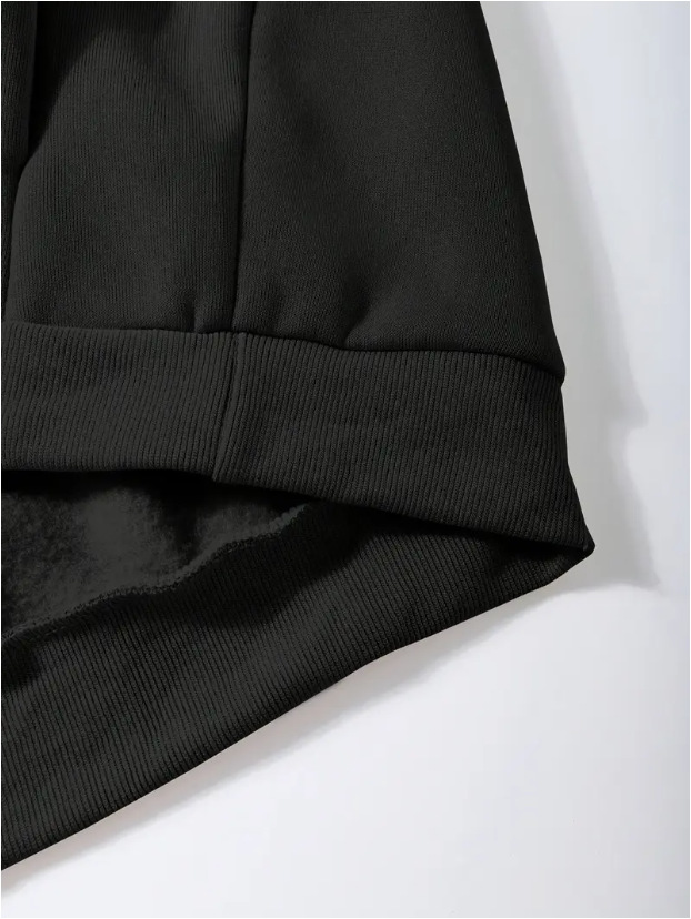 Ensemble deux pièces décontracté pour femme, mode hiver, avec doublure polaire, sweat-shirt épais à imprimé lettres et pantalon de jogging pour femme et homme - Noir_voghion.com