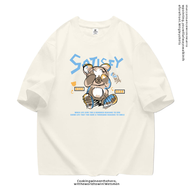 Couple style cartoon printed short sleeved men's T-shirt, summer new style, loose and trendy casual clothes for_voghion.com