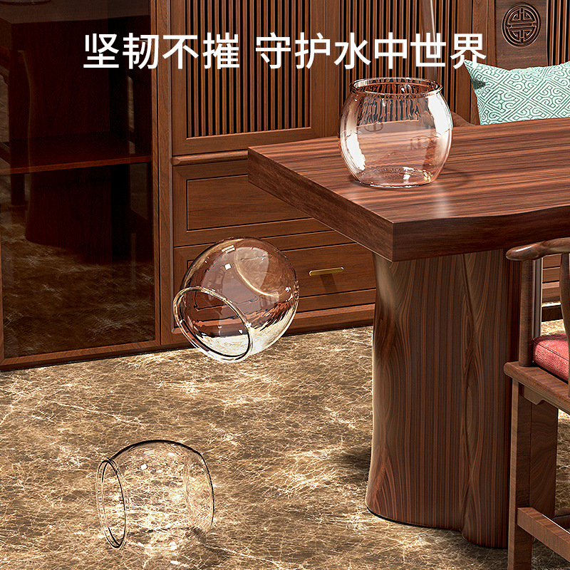 Acuario de peces redondo plástico integral formado imitación de vidrio anti-caída resistente a la caída no se rompe en la sala de estar pequeño ecológico de escritorio para el hogar