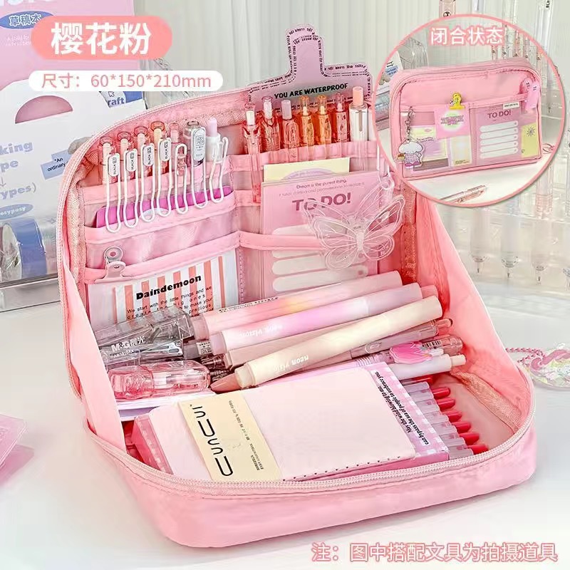 Nueva caja de lápices de gran capacidad de 12 capas de alto aspecto dopamina chica papelería caja de lápiz de almacenamiento de estudiantes de secundaria