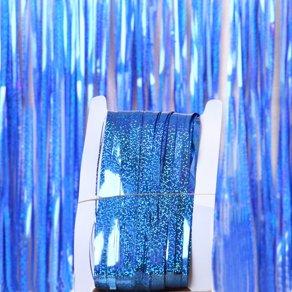 Fiesta de bodas Decoración de la pared de fondo de cumpleaños Diseño de accesorios para engrosar la lluvia láser cortina de color color flecos image 9