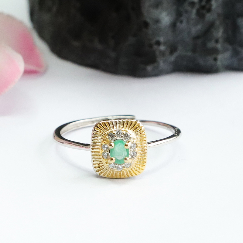 S925 실버 세트 에메랄드 링 스퀘어 (CB2121308)