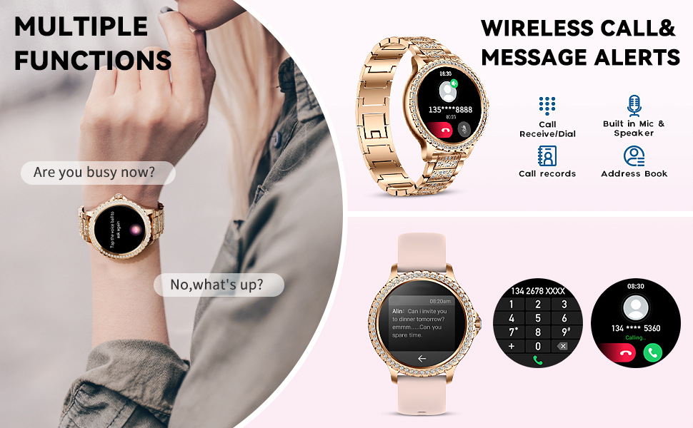 Smartwatch mujer elegante con llamada bluetooth y deporte_voghion.com