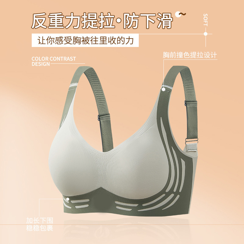 跨境外贸爆款内衣撞色反重力提拉女王无痕收副乳运动固定杯文胸|undefined