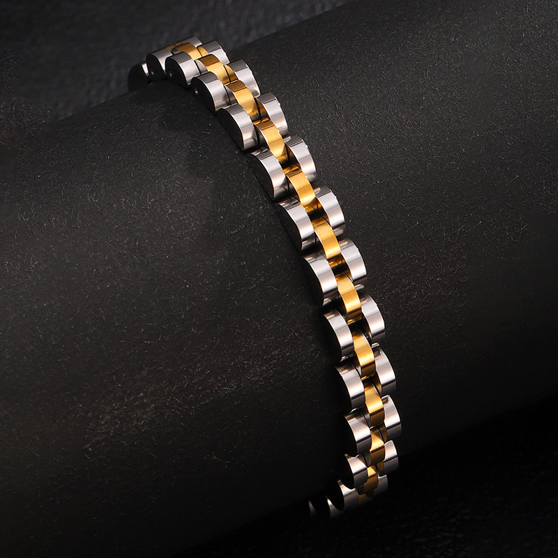 39g Weight 0.03µm-0.05µm Gold Plating Thickness PVD Coated Gold Plating Process 18K Real Gold Plated Plating Material Bracelets Classification 304 Stainless Steel Chain Material 1 Piece Quantity Business, Daily Occasion Titanium Steel Material Geometric Pattern Men's Gender Retro, Classic Style Style Plating Craft Retro Classic Style Geometric Titanium Steel Plating Men's Bracelets Men's Chain Bracelets 14