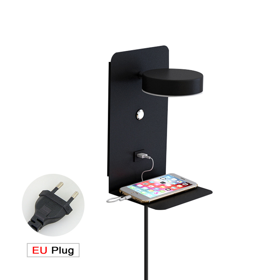 Lámpara de pared táctil de tres colores electrodeless atenuación USB recargable LED Lámpara de lectura de luz de lujo minimalista dormitorio lámpara de noche 12W