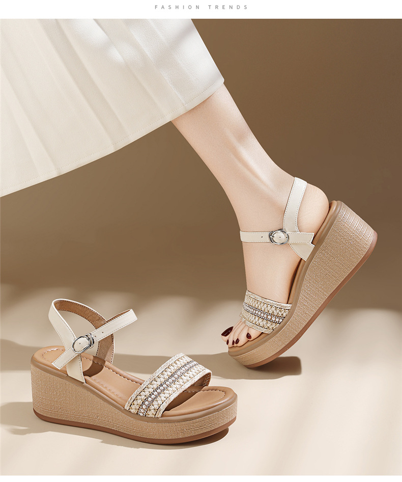 Dép sandal nữ gót tăng chiều cao đế dày phong cách retro dây đeo một dây mùa hè 2025 — JST 7224m màu Chiều cao gót 6.5, JST 1961 gót đen cao 5cm, JST 7196m màu Chiều cao gót 5.5, JST 7224 gót vàng cao 6.5 chi tiết 17
