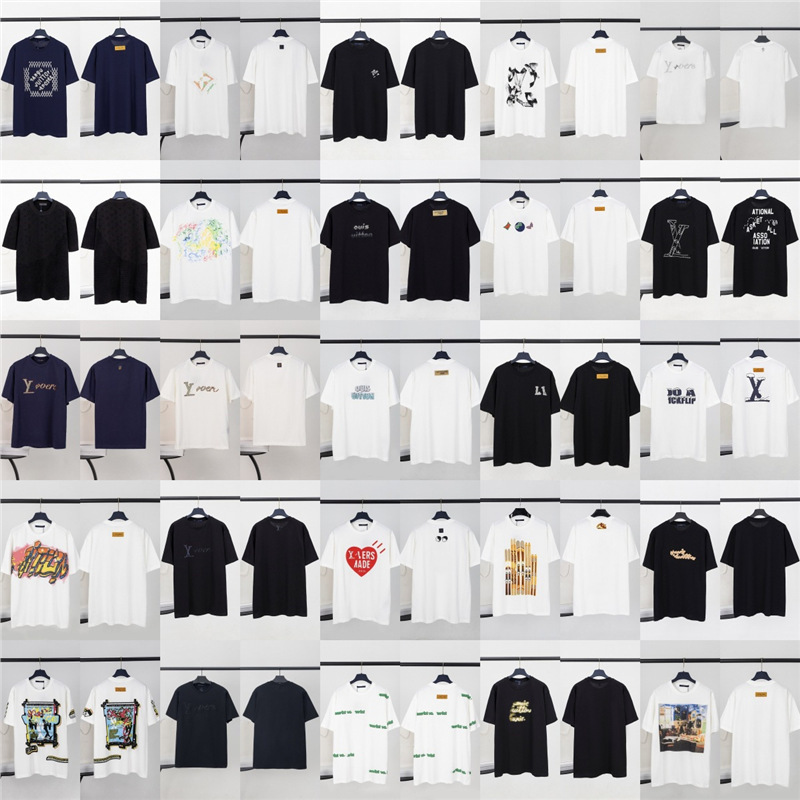 Cross-Border High-Quality Lv T-Shirt S25 Summer New Collection Letter Logo Embroidery Print Foreign Trade Short Sleeve Cross-Border High-Quality Lv T-Shirt S25 Summer New Collection Letter Logo Embroidery Print Foreign Trade Short Sleeve