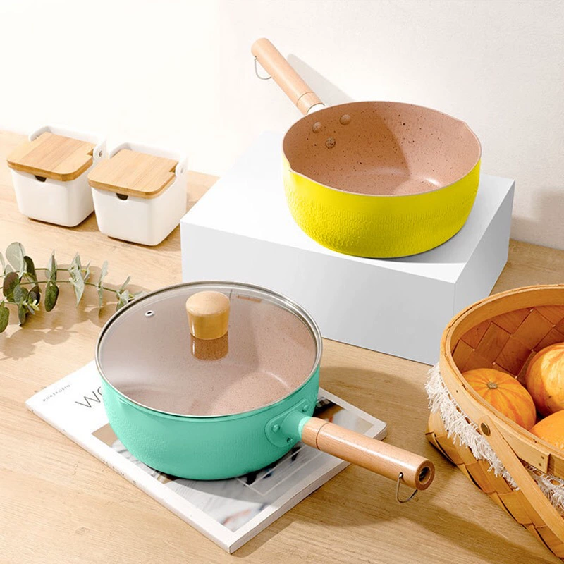 Сковорода для снега Японская сковорода с антипригарным покрытием для приготовления лапши быстрого приготовления Детская сковорода для дополнительных продуктов питания Маленький горшок для домашнего супа Maifan Stone Milk Pot
