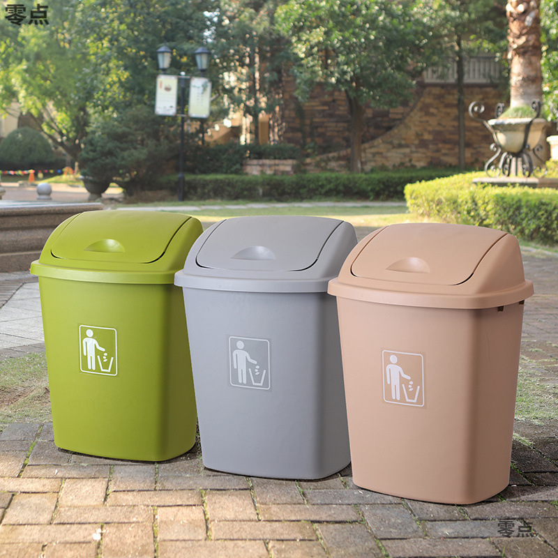 Large-Capacity Flip-Top Trash Can Plastic New Courtyard Trash Can with Lid Large Bucket Large Trash Basket