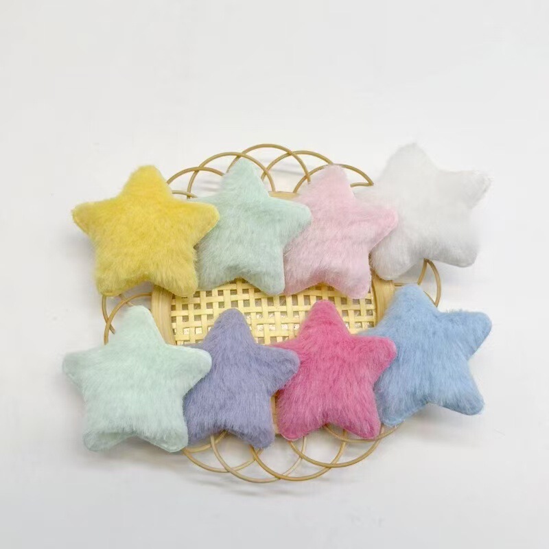 Sweet Autumn and Winter Imitation Rabbit Fur 5cm Five-Pointed Star DIY Jewelry Accessories Kidsren's Hairpins and Hair Hoops Clothing Materials