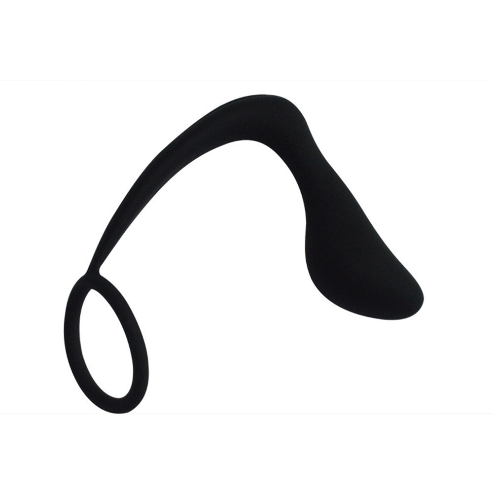 Men’s Silicone Prostate Massager Plug with Sperm Lock Ring, Black — detail image 8