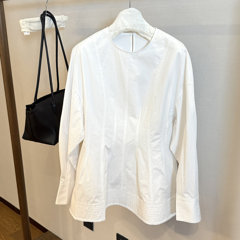 High-End Niche Designer Brand Authentic Soft Curve Bud Bone White Shirt