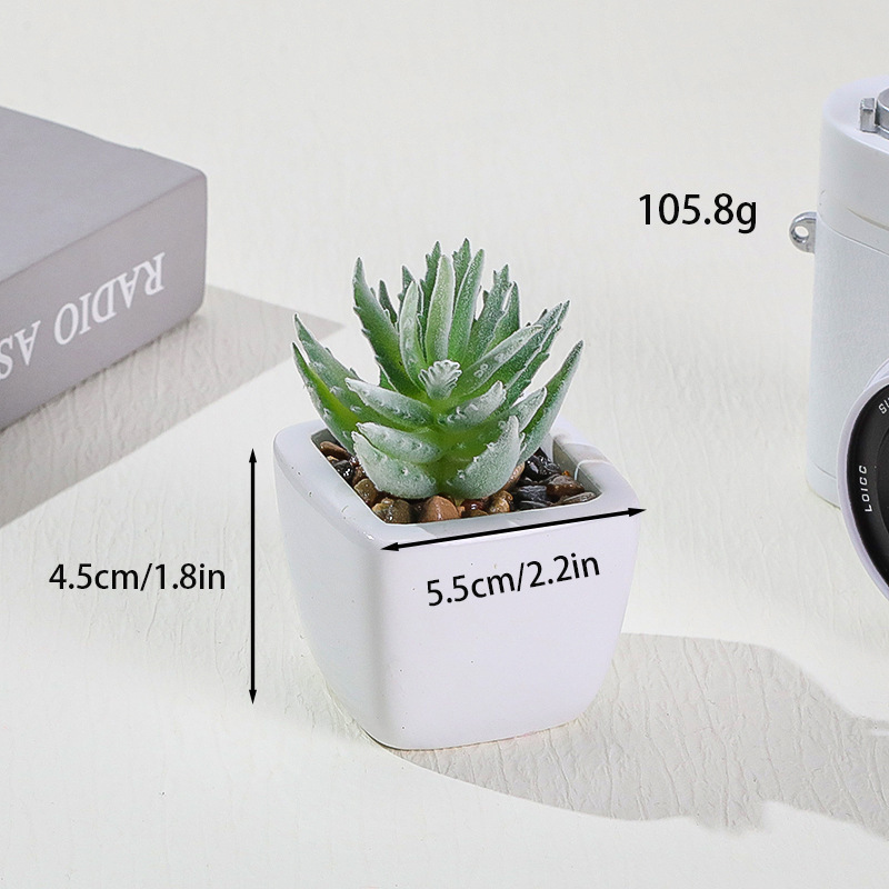 Simulación transfronteriza de porcelana floc de macetas pequeñas macetas verdes de mesa decoración ornamentos artesanías bonsai spot directo