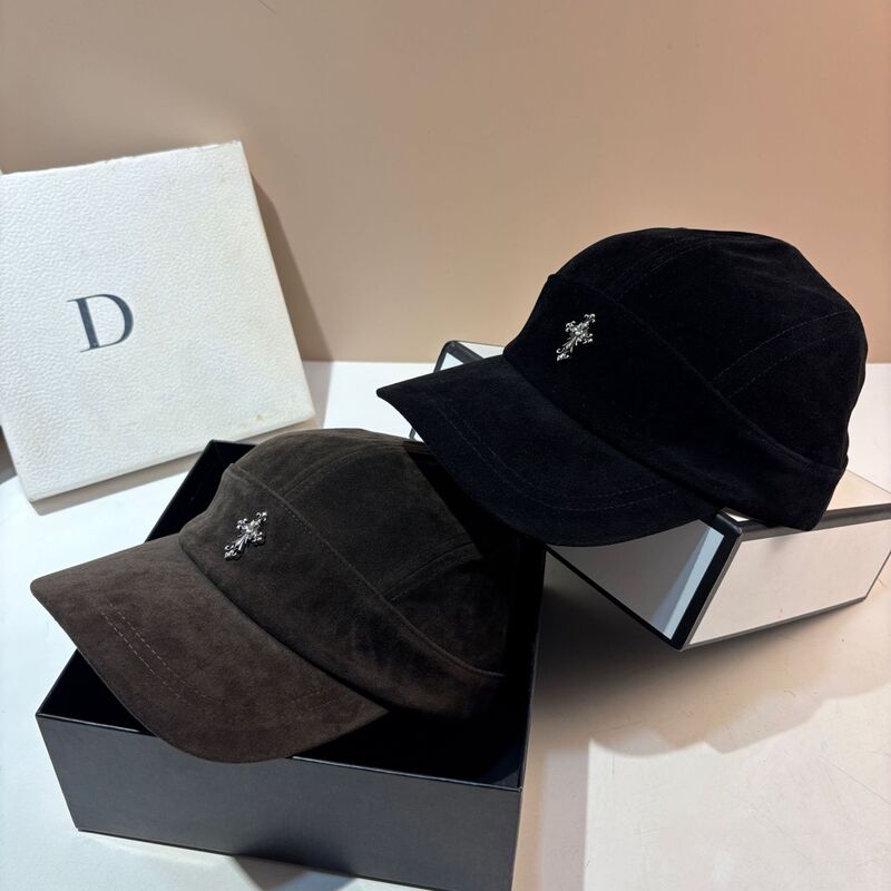 European and American style, personalized cross-pattern, matte finish, duckbill cap, spring/autumn design, soft brim, suede, equestrian hat, fashionable navy cap