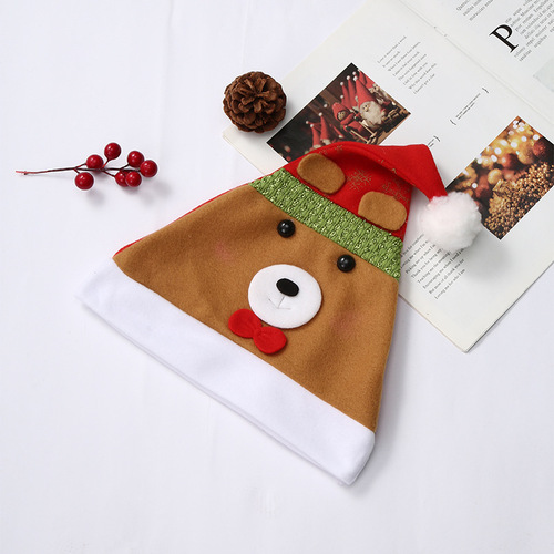Christmas decorations, plush Christmas hat, snowflake Santa reindeer cartoon Christmas hat, cross-border Christmas hat batch