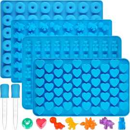 48连恐龙QQ糖爱心滴胶模具50连小熊巧克力甜甜圈软糖DIY硅胶模具