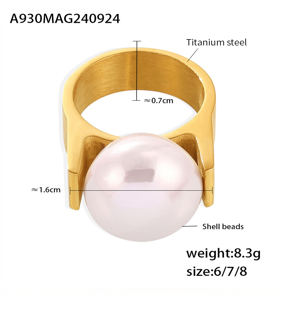 French Luxury Imitation Pearl Ring For Women In Titanium Steel_voghion.com