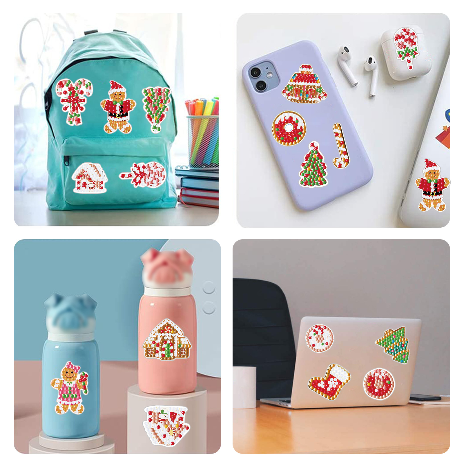 Dibujos animados Navidad Pintura de diamantes Pegatinas al azar Hecho a mano Diy Pintura de mampostería Pegatinas de pared Pegatinas para niños Pegatinas Diamantes redondos