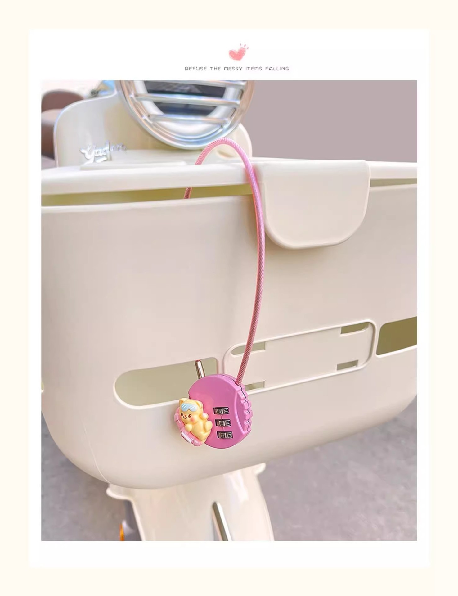 Suitable for Aima Yadi Electric Vehicle Basket Lock Anti-Theft Password Lock Anti-Theft Cute Battery Vehicle Bicycle Basket Lock