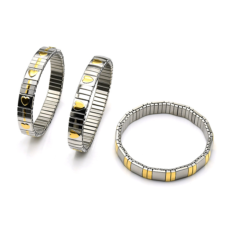 304 Stainless Steel Chain Material Simple Style Heart Shape 304 Stainless Steel 18K Gold Plated Bracelets In Bulk