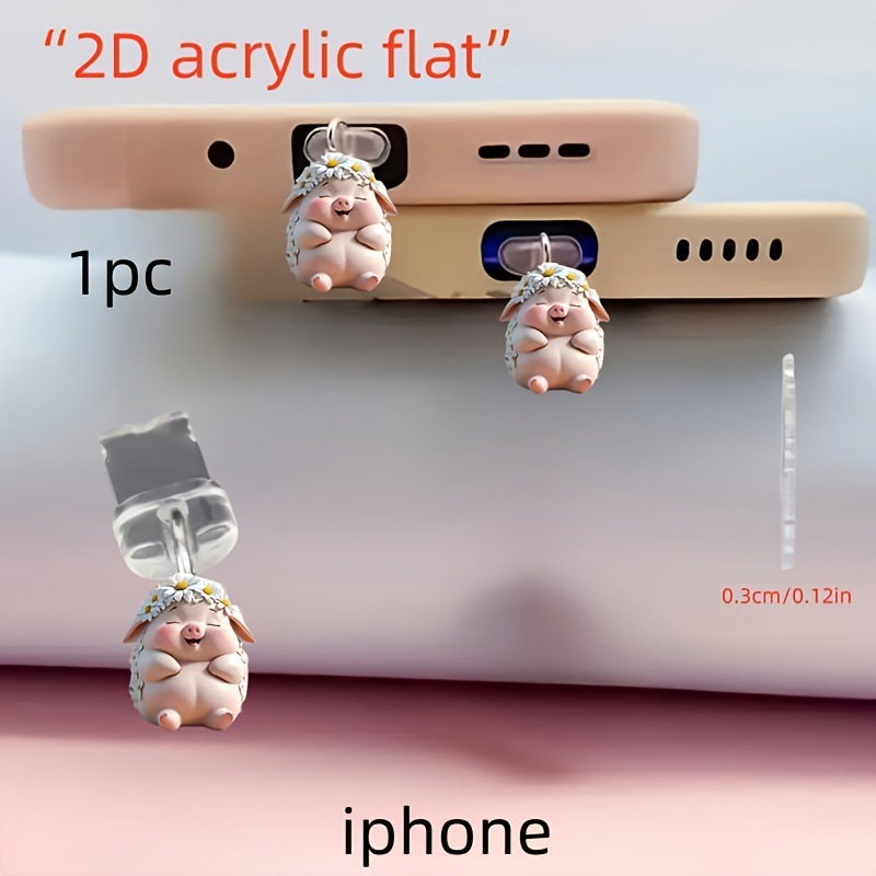 Nuevo sombrero plano acrílico transfronterizo tapón antipolvo para teléfono móvil acrílico lechón image 6