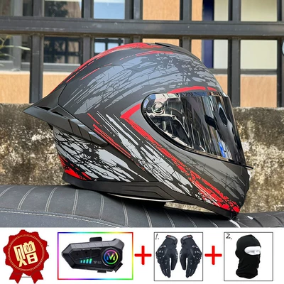 and Women, Bluetooth Full-Face Helmet with | Motosiklet kaskı (dəbilqə) - red-explosion-field-tea-mirror-y10-soft-wheat-delivered-with-transparent-mirror-s