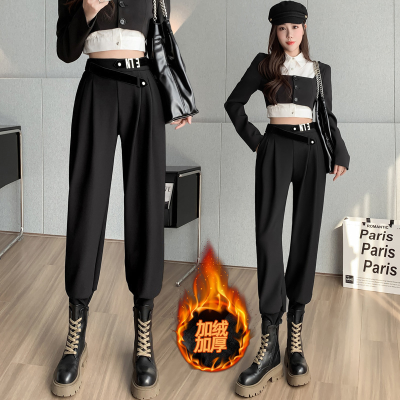 Real Shot Autumn and Winter New Horse Farm Riding Pants Thickened fleece-lined Distinctive Decorative Snap Buckle Belt Harlan Nucked Casual Pants Real Shot Autumn and Winter New Horse Farm Riding Pants Thickened fleece-lined Distinctive Decorative Snap Buckle Belt Harlan Nucked Casual Pants