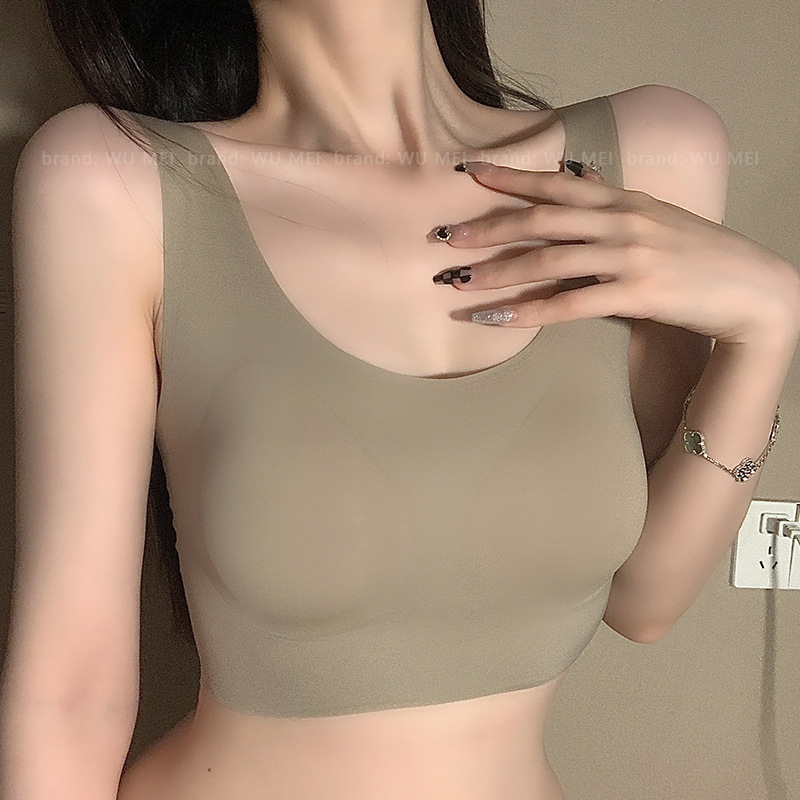 Taza fija sin marcas ropa interior deportiva para mujeres dormir cómodamente sin anillo de acero para mostrar pequeño anti-luz hermosa espalda grande bra delgado