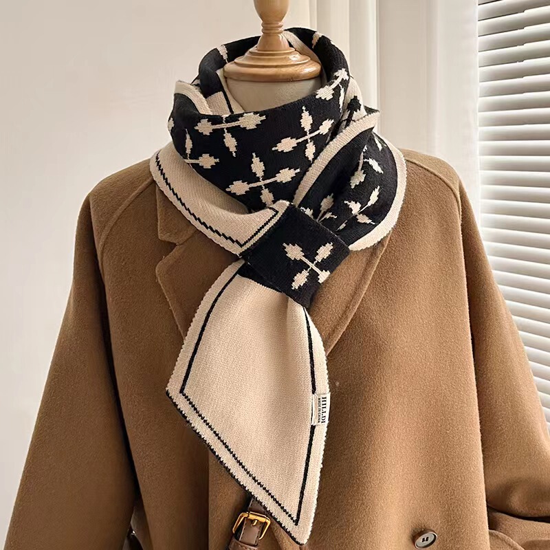 Autumn and Winter New Knitted Fur Ball Korean-style Striped Scarf Women's Dual-use Student Scarf South Korea Warm Scarf Autumn and Winter New Knitted Fur Ball Korean-style Striped Scarf Women's Dual-use Student Scarf South Korea Warm Scarf