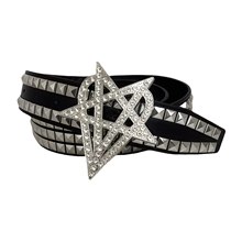 重工男士朋克铆钉腰带 星星水钻哥特亚比气眼镂空皮带跨境热卖