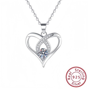 S925 sterling silver Amazon explosions cross-border European and American heart-shaped necklace heart-to-heart pendant foreign trade high-grade elegant temperament
