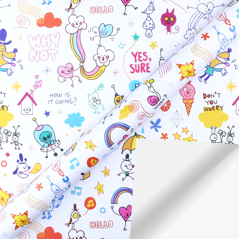 Regalo de animales de dibujos animados papel recubierto de vacaciones impresión regalo papel de regalo de cumpleaños papel de embalaje al por mayor