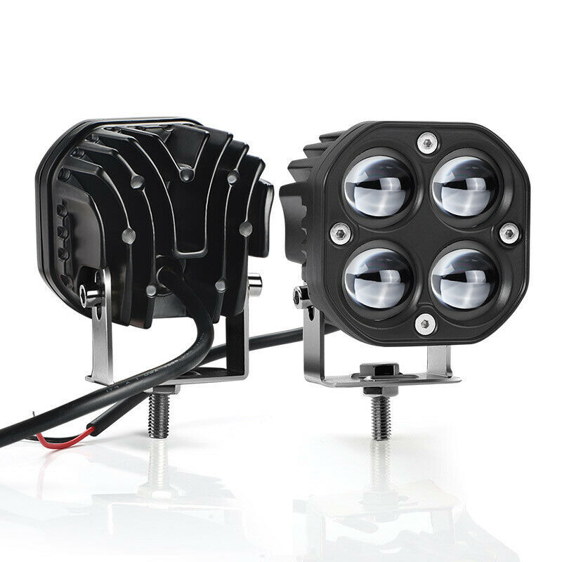 Auto y motocicleta LED 40W cuadrado 4D blanco y amarillo bicromático foco de lente 60W auxiliar de luz alta